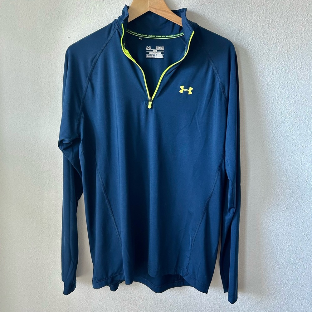 Under Armour 1/4 Zip Sport Long Sleeve in Navy and Neon